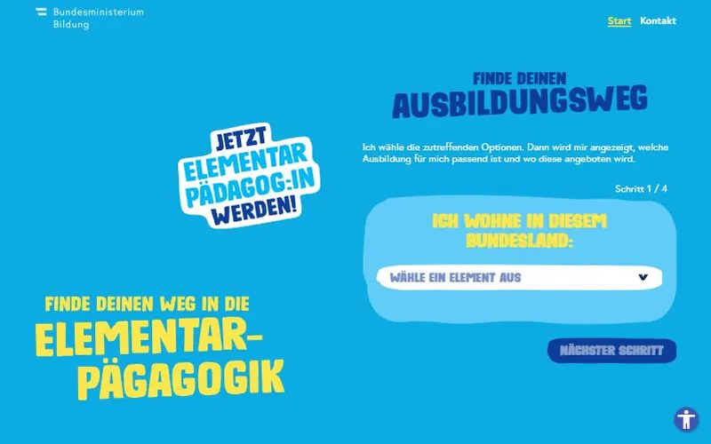 Startseite von ausbildungswegweiser.elementarwichtig.at