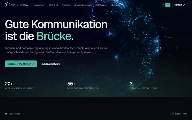 Startseite von klaritytechnology.io