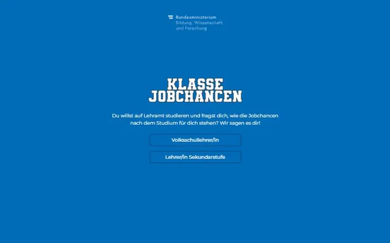 Startseite von zukunft.klassejob.at